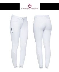CT Damen Reithose PERFORATED Logo TAPE - weiss